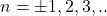 n=\pm 1, 2, 3,..